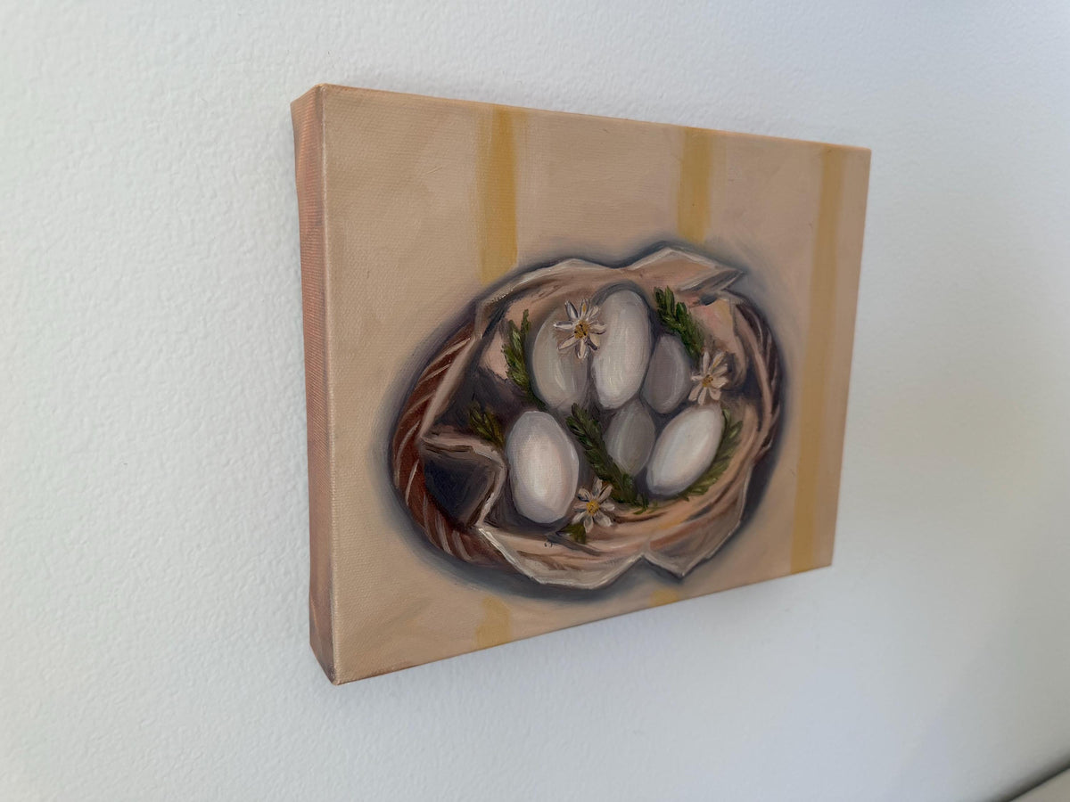 Basket of Eggs 8x10inch Original in Maple Frame