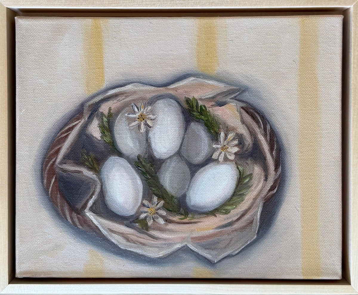 Basket of Eggs 8x10inch Original in Maple Frame