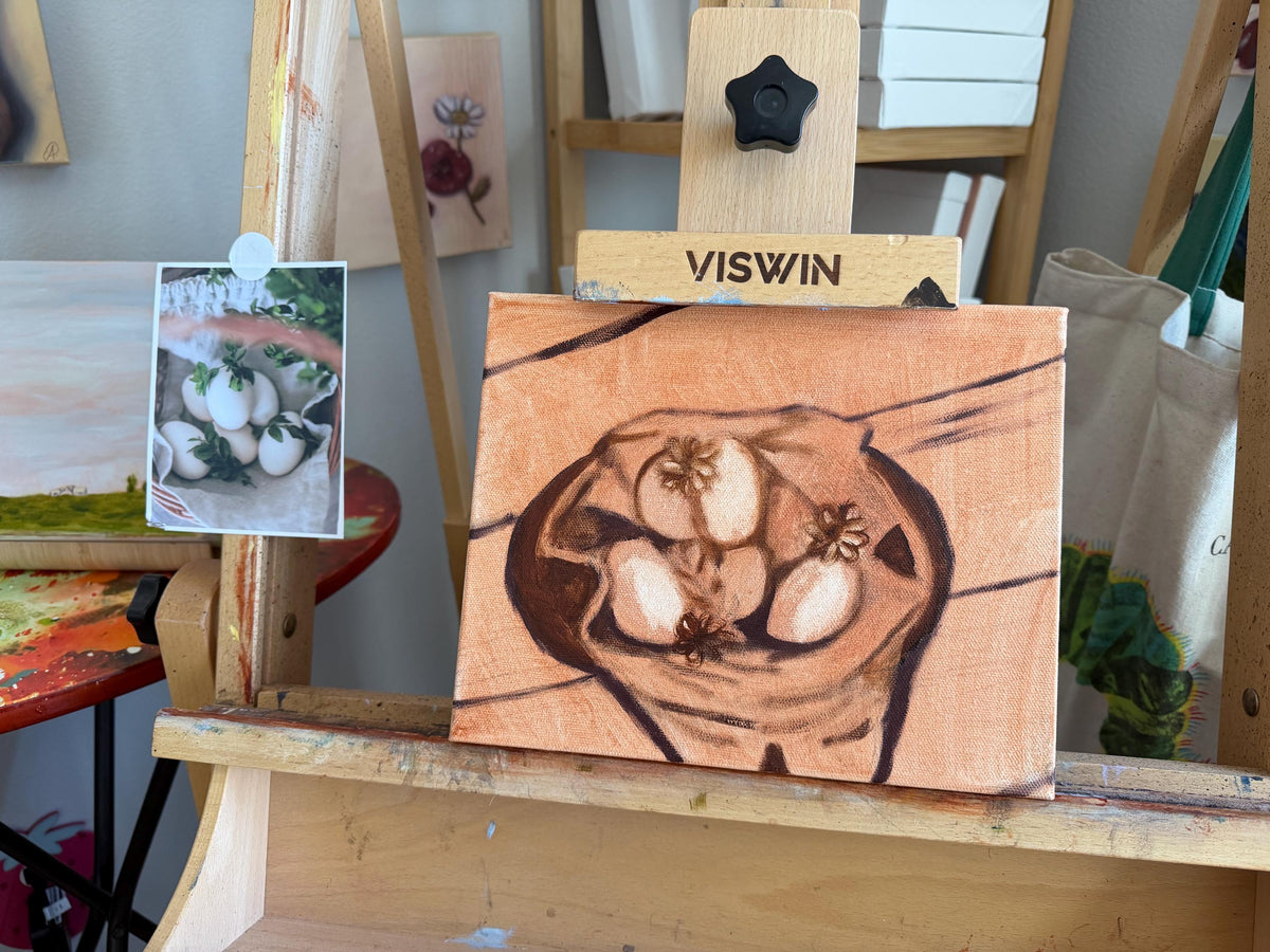 Basket of Eggs 8x10inch Original in Maple Frame