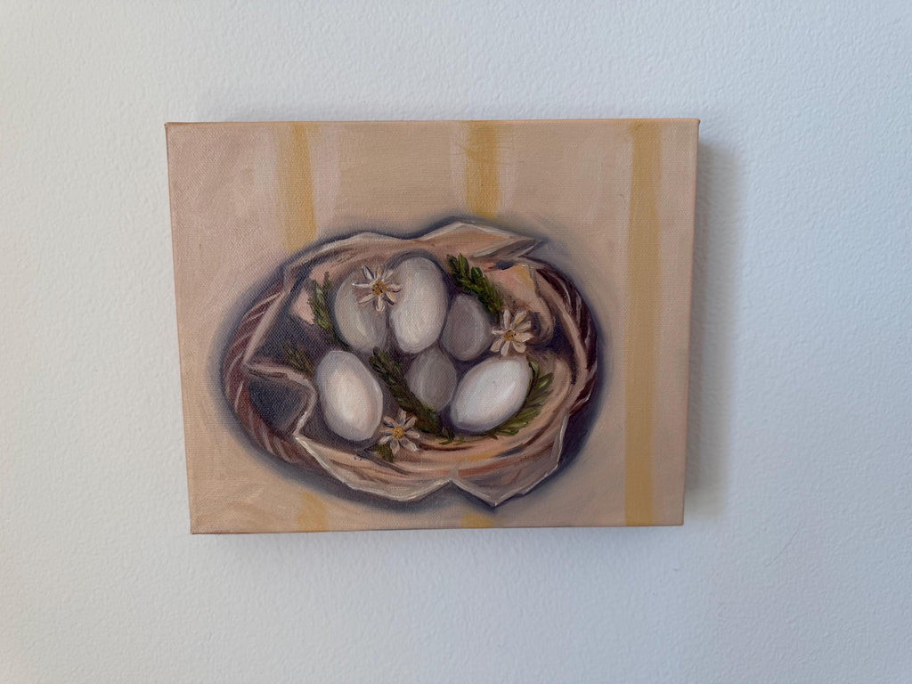 Basket of Eggs 8x10inch Original in Maple Frame