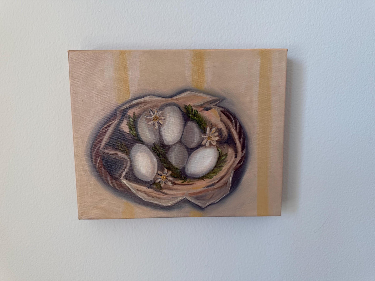 Basket of Eggs 8x10inch Original in Maple Frame
